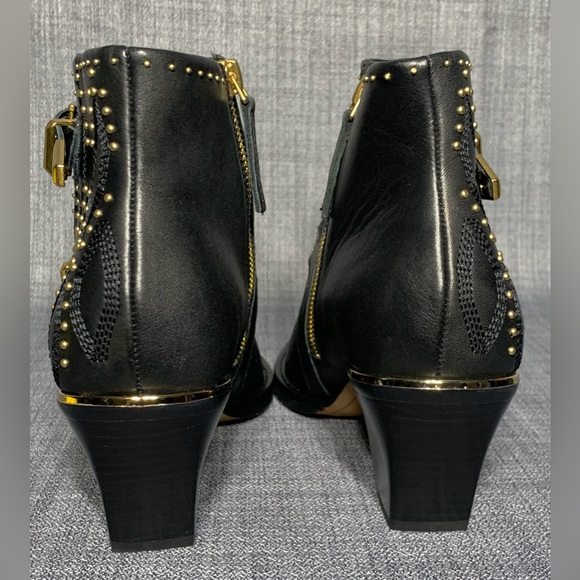 Dolce Vita Ronnie Studded Western Ankle Boots Black Leather Size 8 - Picture 5 of 7